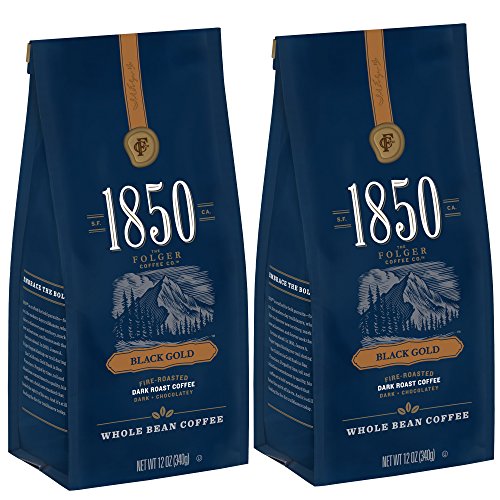 1850 Black Gold Dark Roast Coffee, Whole Bean, 2 Count