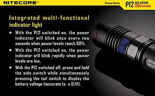 Miniatura 5 de Nitecore Linterna P12 impermeable, funciona con pilas, color negro