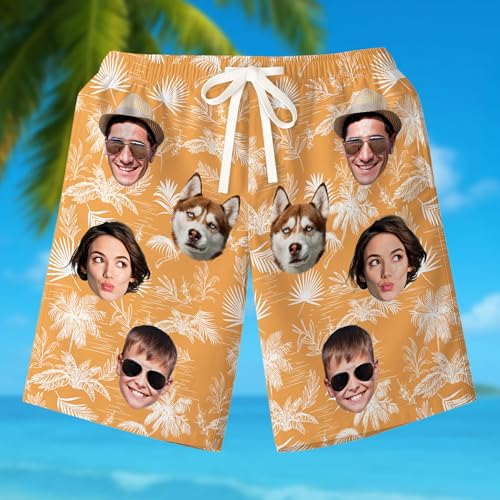 Custom Hawaiian Shorts for Men with Photo, Personalized Swim Trunks for Men, Custom Face Hawaiian Swim Trunks Mens4