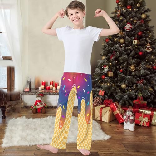Boys' Pants Red Circle Ice Cream Joggers Elastic Long Bottoms Trousers Sweatpants with Pockets Size 6-142