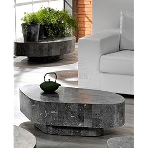 Stone Trapèze Table Basse, fossile Gris, 100x52x28 cm