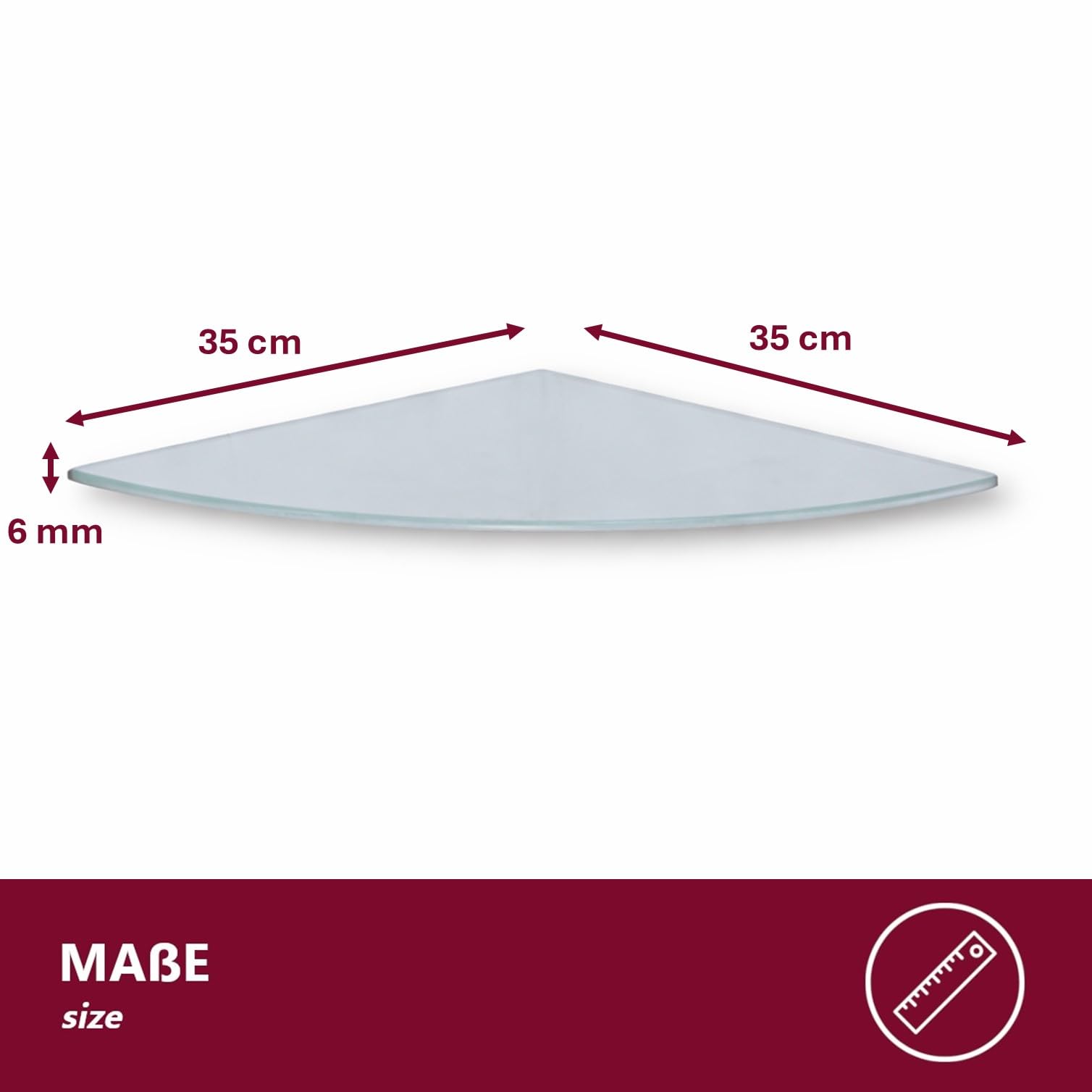 Mensola da parete in vetro di sicurezza 6 mm bianco satinato 35 x 35 cm