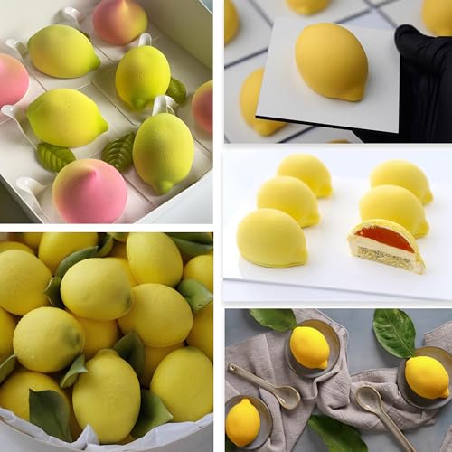 Image of Moldberry Lemon Silicone Mold - 6-Cavity 3D Fruit Shaped Cake Chocolate Jelly Fondant & Ice Cream Molds for DIY Baking Pastry Desserts Pudding Candle Making Non-Stick Multi Use Homemade Treats