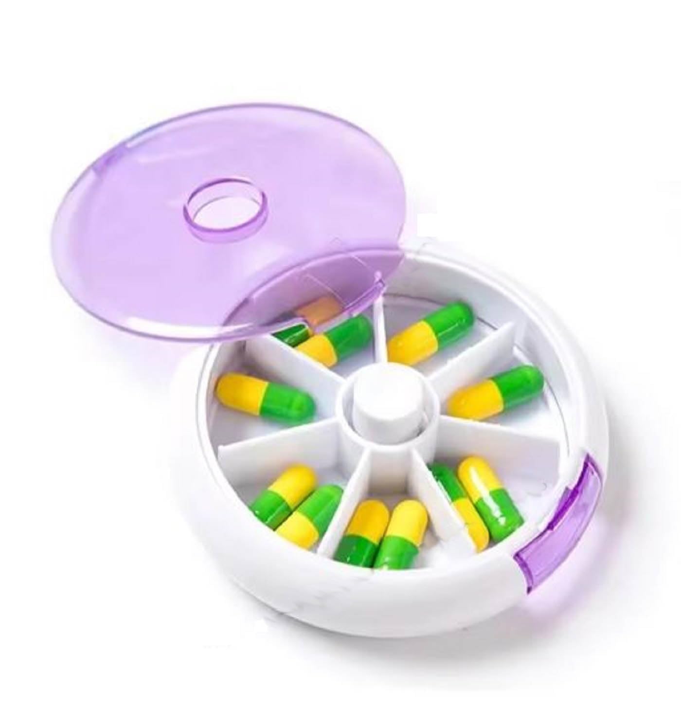 Mopslik 7 Days Pill Box Rotating Organizer with Moisture-Proof 7 Cell Medicine Planner Container for Vitamins Tablets BPA Free Reminder Storage (Pack Of 1)-picture-26