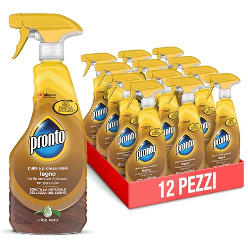 Pronto Trigger Legno – Esalta la naturale bellezza del legno, Fragranza Aloe Vera, Formato Scorta da 12 Pezzi da 500 ml