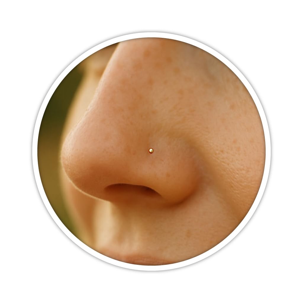 ALOME PIERCINGS Pendiente para la nariz para mujer, plata de ley 925 y oro de 14 quilates, en forma de L, joyería fina