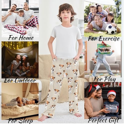 visesunny Boys' Pants Little White Dog Jogger Pants Elastic Waist Long Bottoms Trousers with Pockets 5