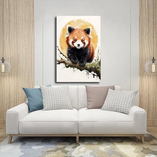 Panda rouge impression sur toile pour une ambiance douce et poétique - 5