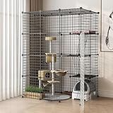 ZXFDMSWJ Jaula Grande para Gatos, Parque Infantil para Gatos en Interiores, perreras de Alambre metálico para Bricolaje, diseño de Almacenamiento de Gran Capacidad, Villa para Gatos, Desmontable y pl
