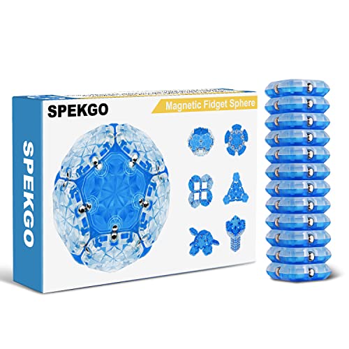 SPEKGO Magnetic Fidget Sphere Magnet Sphere Fidget Toys 12 Pcs Magnetic Pentagons Building Blocks Magnetic Stress Relief Desk Magnet Toys for Adults Navy Blue