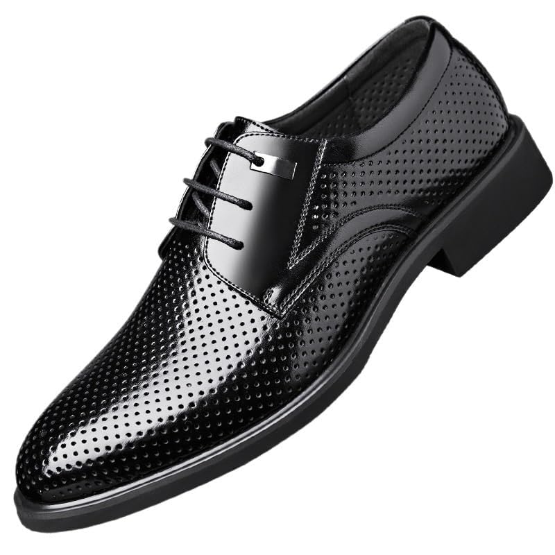 Men's Leather Loafers, Modern Business Casual Lace-Up Dress Shoes with Scale Pattern Comfort Classic Formal Shoes for Work and Special Occasions