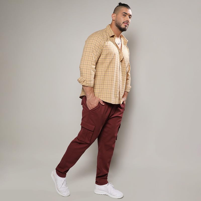 Image of Instafab Plus Men's Shirt for Casual Wear | Spread Collar | Long Sleeve | Button Closure | Plus-Size Fit | Cotton Shirt Crafted with Comfort Fit for Everyday Wear