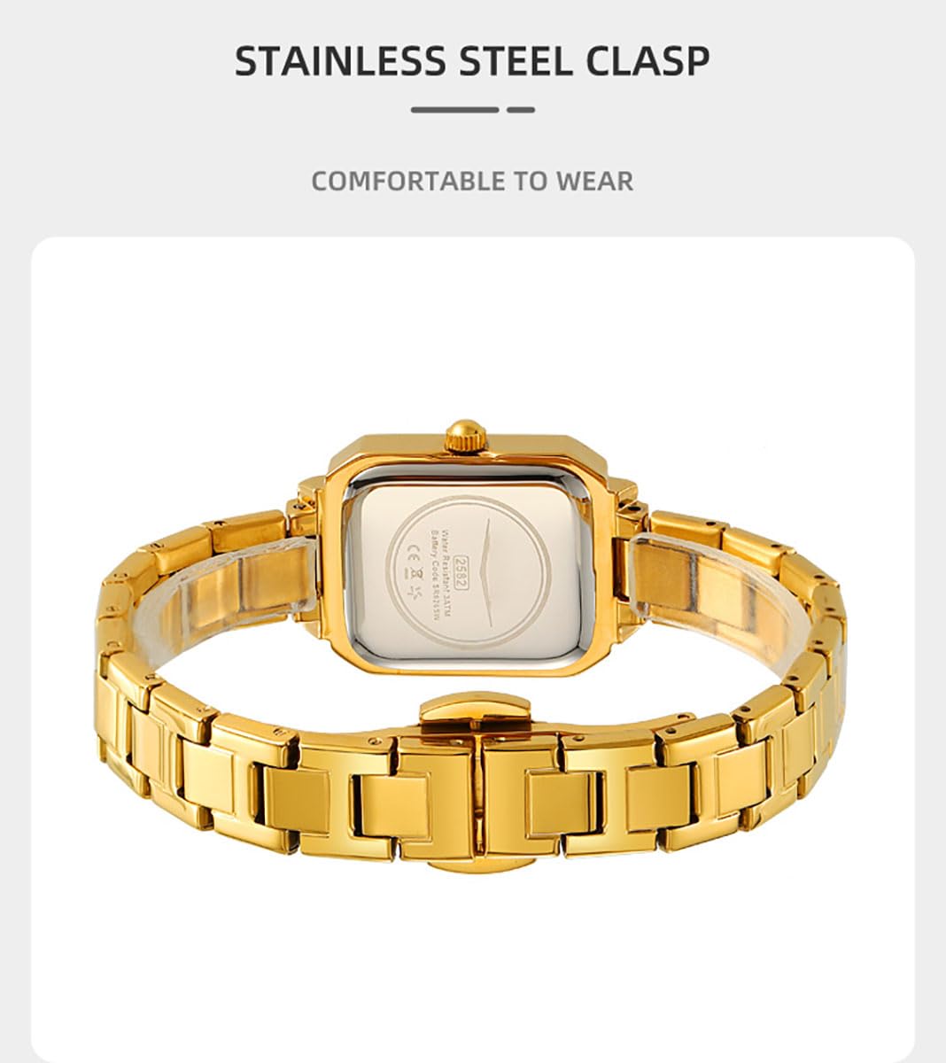 BESTKANG Women's Small Wrist Watch Rectangular Quartz Watch Classic Roman Numeral Dial 30M Waterproof Stainless Steel Band Wristwatch