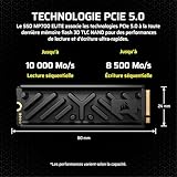 Corsair MP700 Elite 2 to PCIe 5.0 x4 NVMe M.2 SSD – Dissipateur Thermique en Aluminium Inclus –...