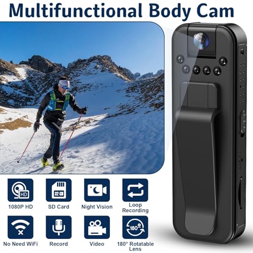 Image of 2MP WiFi Mini Pocket Camera 1080P Full HD Wearable Body Cam with Audio & Video Recording 32GB SD Card Support | Motion Alert | Loop Recording Portable Indoor /Outdoor Security Cam (Pocket Camera)