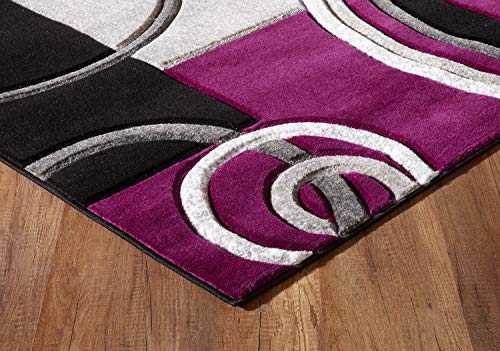 GLORY RUGS Area Rug Modern 8x10 Purple Soft Hand Carved Contemporary Floor Carpet with Premium Fluffy Texture for Indoor Living Dining Room and Bedroom Area