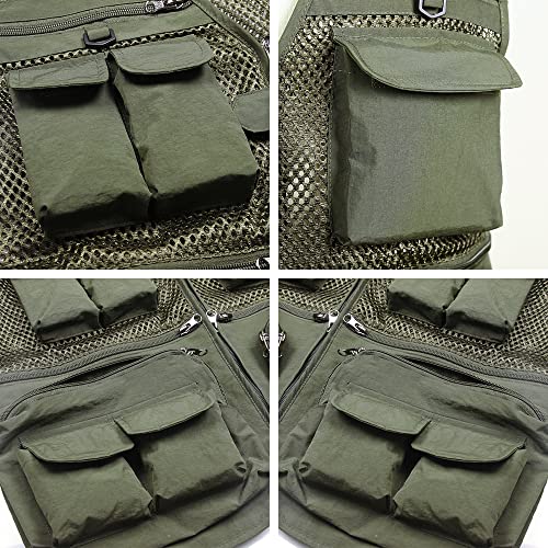 Colete, Moniss Colete de pesca respirável de malha de viagem com bolsos de zíper Colete de trabalho