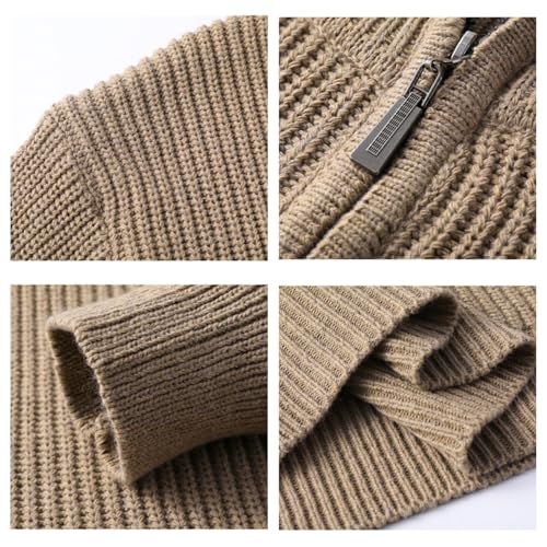 Men's Sweaters Quarter Zip Pullover Turtleneck Long Sleeve Knit Texture Fashion Thermal Sweater4