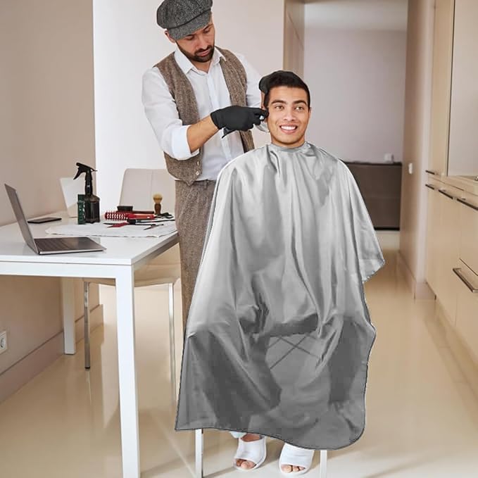 MAKSTILE Professional Hair Cutting Cape for Salons & Home Use | Waterproof & Adjustable Barber Cape | Hairdresser Cape for Styling, Cutting & Coloring | Size: 42x56 Inches | Pack of 1 (Grey) - Image 4 thumbnail