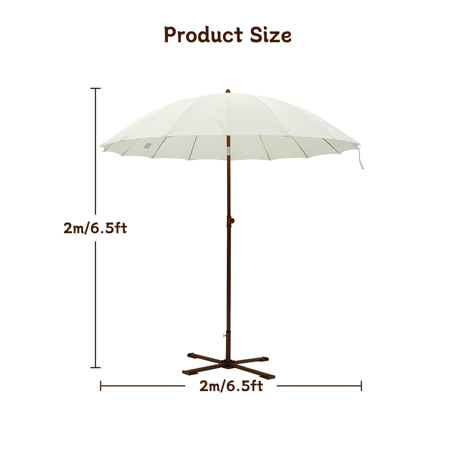 ELZEM Blanco Sombrilla Jardin 200cm Inclinable Sombrilla Playa Antiviento Con Base Sombrillas Terraza Con 16 Varillas Parasol Terraza Impermeable Con Bolsa De Transporte Para Patio Jardín Piscina
