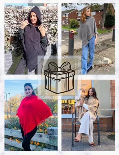 Ferand Ladies' Hooded Cape with Fringed Hem, Crochet Poncho Knitting Patterns for Women4