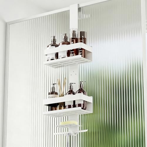 Laimew Duschablage ohne Bohren Badezimmer Organizer Badregal Duschregal ohne Bohren Duschablage zum Hängen für Glasduschtüren Duschregal zum Hängen Shampoo Halterung für Dusche Badezimmer Regal
