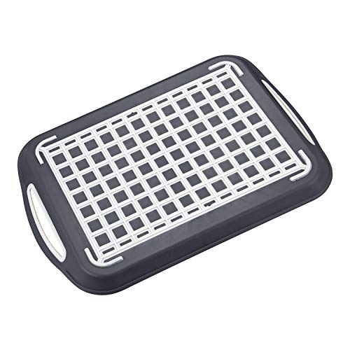 Taylor & Brown 2 x Set of Anti-Slip Rectangular Non-Slip Top and Bottom Plastic Dinner/Drinks Serving Tray with High Grip Rubber Surface, Easy Grip Handles (2 Grey) - Image 5
