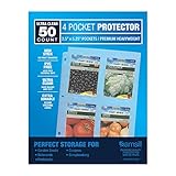 Samsill 50 Pack 4 Pocket Garden Seeds Storage Clear Sheet Protectors, Card Protectors, Each Pocket Measures 3.5' x 5.25', Fits in Standard 3 Ring Binder