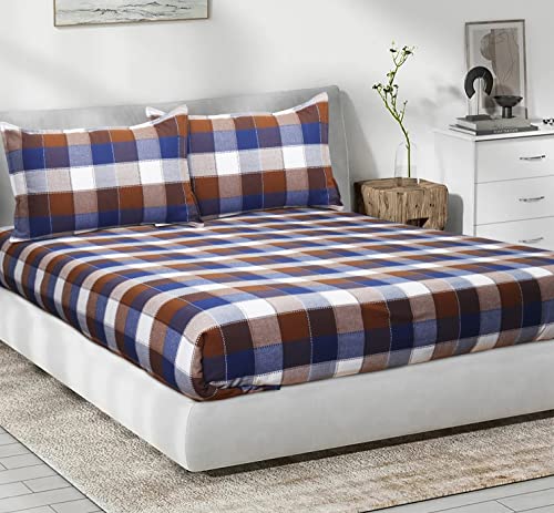 Image of AIRWILL, 200GSM Handloom Cotton Double Bedsheet with 2 Pillow Covers (Dobby Blue)
