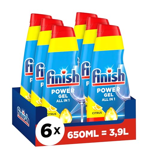 Finish Power Gel Citrus – Detergente líquido para lavavajillas – 6 x 650 ml