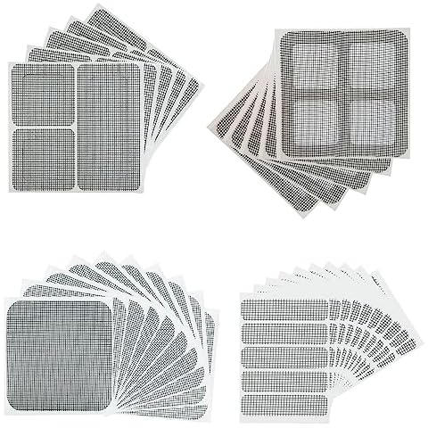 Window Screen Repair Patches,Screen Door Replacement Repair Kit,Self-Adhesive Screen Kit Fiberglass Screen Patches Mesh Repair Suitable for Repairing Holes&Tears (Grey-50Pcs, Mix) Cover