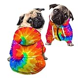 Howilath Dog Hoodie Dog Sweaters with Hat, Tie-dye Rainbow Soft and Warm Dog Sweater for Small Mediu