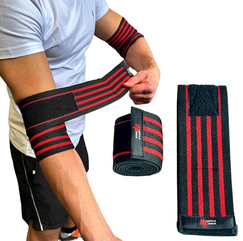 MuscleForge® Ellenbogenbandagen für Kraftsport, Bodybuilding, Gewichtheben, Bankdrücken - Elastische Bänder mit Klettverschluss für Herren, Ellenbogen bandagen zur Gelenkstabilisierung MuscleForge® Ellenbogenbandagen für Kraftsport, Bodybuilding, Gewichtheben, Bankdrücken - Elastische Bänder mit Klettverschluss für Herren, Ellenbogen bandagen zur Gelenkstabilisierung