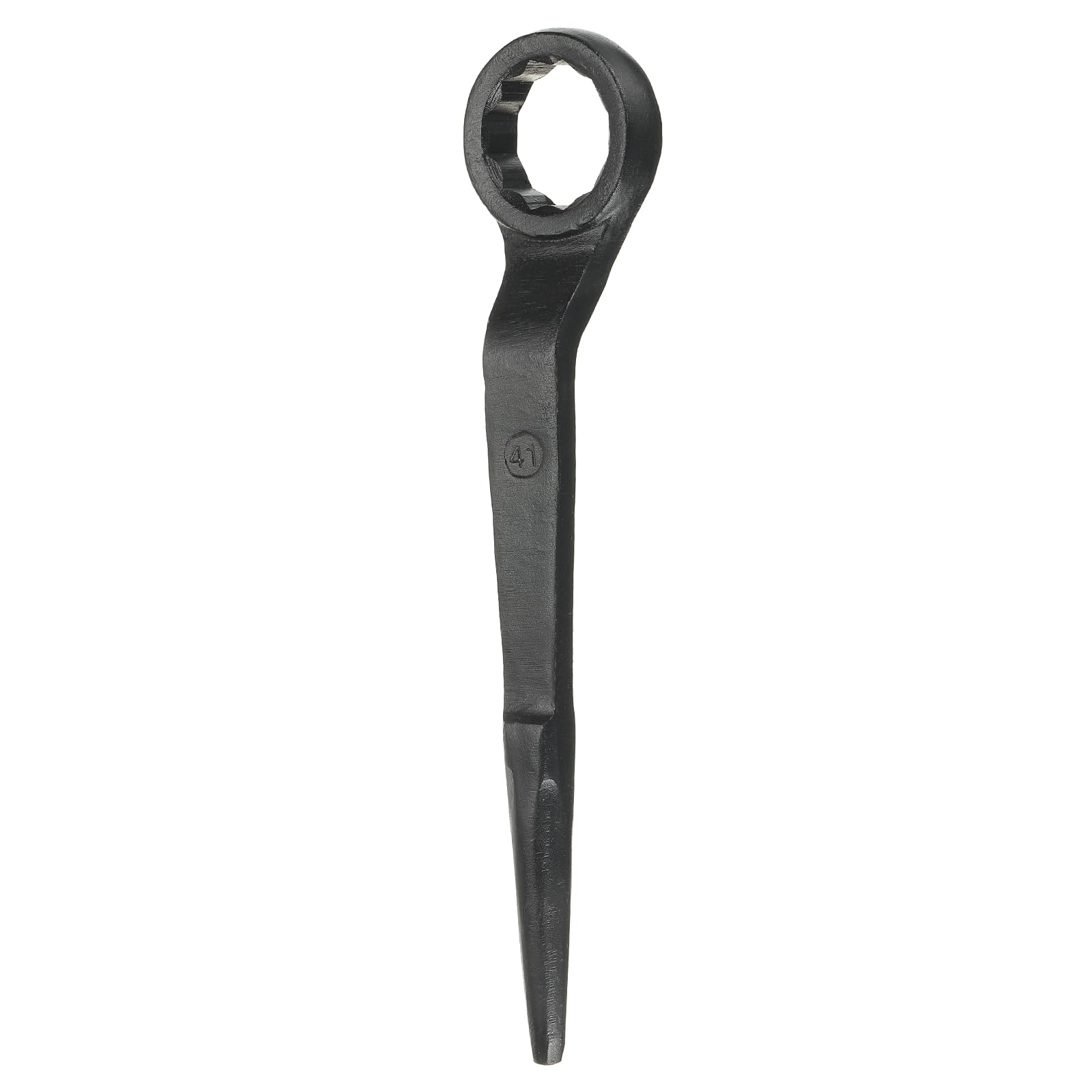 sourcing map Single Head Box Wrench 41mm 45# Steel Blackening Metric Striking Wrench Offset Single Head Box End Ring Type Impact Hand Spanner with Pointed Tail for Repair Maintenance, Black