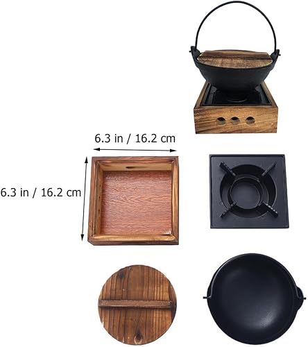 Miniatura 9 de Sukiyaki olla de hierro fundido para salsa de mandarina, mini sartén de hierro fundido, caldero donabe, olla de cocina japonesa yin yang olla