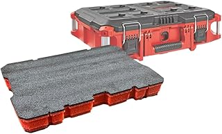 Packout Kaizen Insert for 48-22-8424 Packout | Milwaukee Packout Foam Inserts | Tool Box Foam Inserts | Toolbox Foam Inserts | Foam Tool Organizer | Tool Foam (57mm Thick, Black/Red)