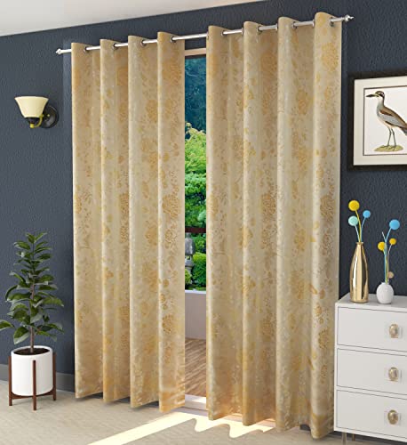 Image of FRESH FROM LOOM Floral Room Darkening Window Curtains 6 Feet,High Tenacity Yarn Polyester Weaved Rod Pocket Curtains,Screens for Home Office,Living Room Bedroom,Dust Repellent(Gold,6ft,2pc)