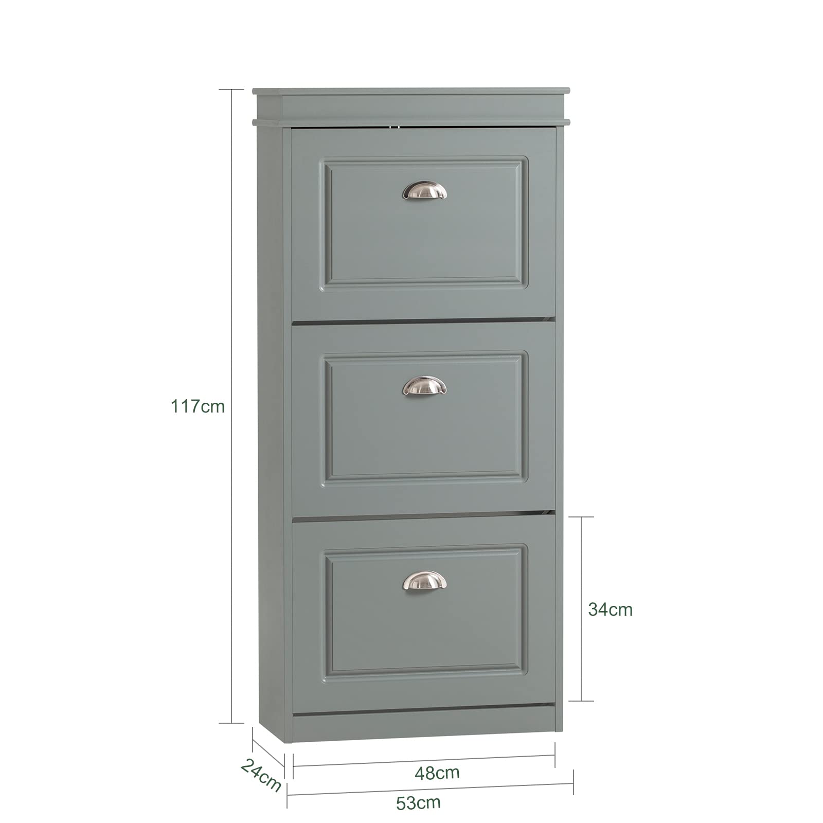 SoBuy Zapatero Estrecho para Entrada y Recibidor - Mueble Zapatero Gris con 3 Solapas y Gran Capacidad 53x24x117cm para Pasillo Estrecho, Recibidores, Dormitorio, FSR94-HG