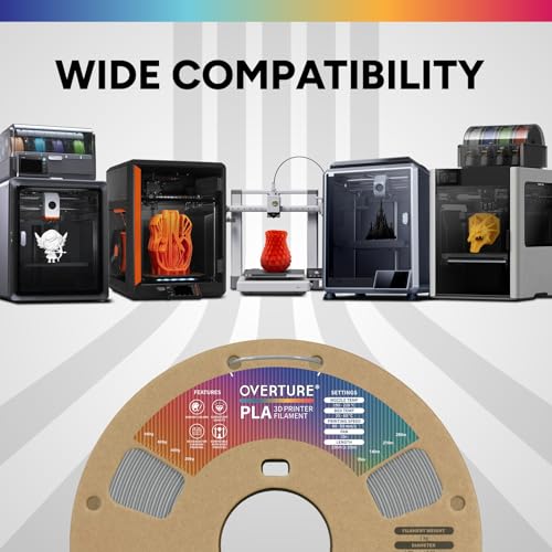 Image of OVERTURE 2KG Bundle PLA Filament 1.75mm, Neatly Wound 3D Printer Filament 2 Pack 1kg Spool (2.2lbs), Dimensional Accuracy + /- 0.02 mm, Fit Most FDM 3D Printers (Light Gray 2-Pack)