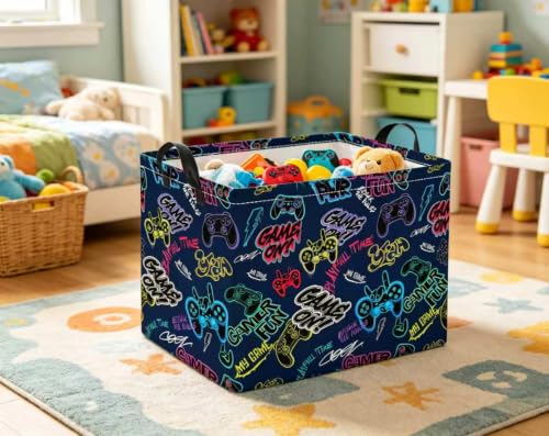 Image of Rectangular Valentines Basket for Women Girls Storage Bin Organizer Box Shelf Room Decor(Cool Game)