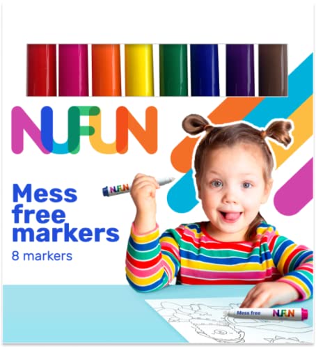 NuFun Activities Mess Free Markers - Create No Mess Wonders with Special Coloring Markers for Kids and Toddlers, Gift for Kids (8 count)