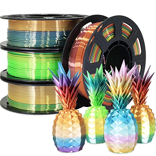 Image of 1.75mm Silk Rainbow PLA 4 Types Bundle, Fast Color Change, 1kg | 4 Different Types Silk Rainbow PLA, 250g /Spool, Total 1Kg 3D Print Filament