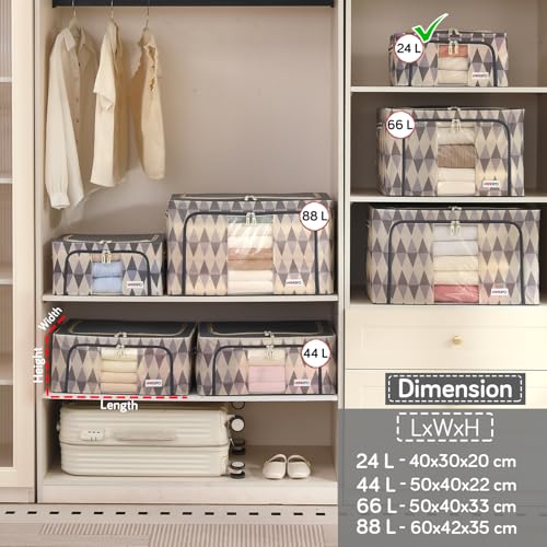 Image of HOKIPO 24L 600D Oxford Fabric Cloth Organizer for Storage, Ash Mirage Pack of 1 (AR-6484-GRY)