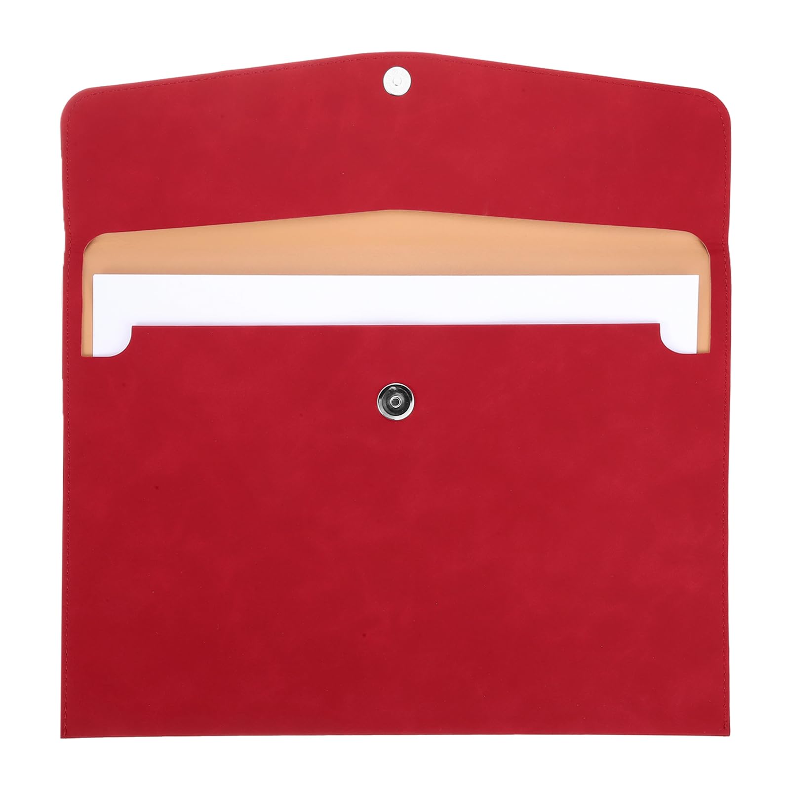 PATIKIL PU Leather File Folders, 7.9x10.6 A4 Document Holder Waterproof Envelope Folder with Snap Closure, Portable Portfolio Organizer Case for Paper Receipt, Red