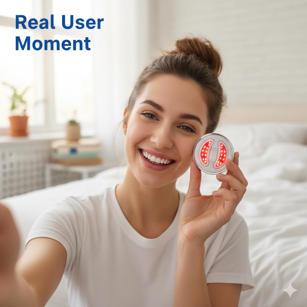 Eye massager premium, Augenmassagegerät élégant pour soin du regard, massage masque pour yeux avec chaleur et refroidissement, finition luxe pour rituel spa à domicile