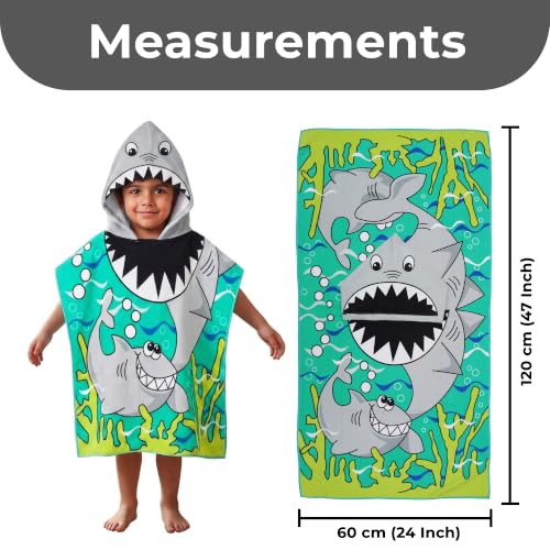 Image of Kids Poncho Towel 300 GSM 120x60 CM, Mint Green