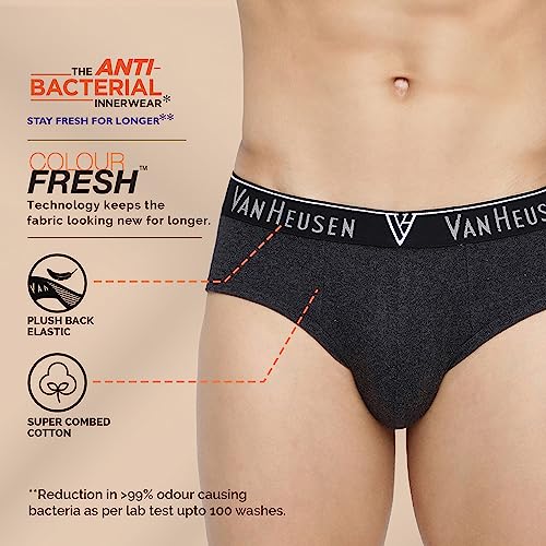 Image of Van Heusen Men's Cotton Brief Pack of 1| Ribbed Cotton | Anti-Bacterial | Stay fresh | Sweat Absorbant | Moisture-Wicking | Long Lasting Colors |Breathable Combed Cotton for extra comfort | Soft Waistband | Soft Touch | Style 10004