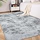FVVRAX Bereich Teppiche für Schlafzimmer Wohnzimmer, Tie-Dyed hellgrau flauschig Fuzzy Shag Shaggy Teppich weichen Plüsch Teppich, 120x180 cm Indoor-Boden Teppich für Kinder Home Decor Ästhetik