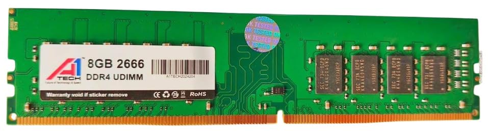 A1TECH 8GB DDR4 1.2V 2666MHz CL19 UDIMM RAM 2Rx8 Memory Module, Green Desktop Boost Computer Speed and Performance Memory, (3 Years Warranty)