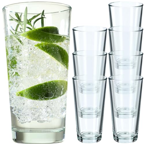 KADAX Lot de 8 Verres à boisson, verres à cocktail en verre robuste, verres à long drink, verres universels pour eau, jus, boissons ou whisky (8 x 340 ml)